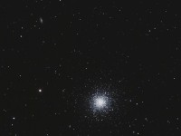 M13 (Hercules Globular Cluster) and NGC6207  Taken:   Queen Creek, AZ   2009/04/18  Equipment:   Orion Premium 102ED f/7   Atlas EQ-G (unguided)   Canon 450D  Image Details:   ISO1600   36 x 45s Lights   15 Darks   15 Flats   DeepSkyStacker
